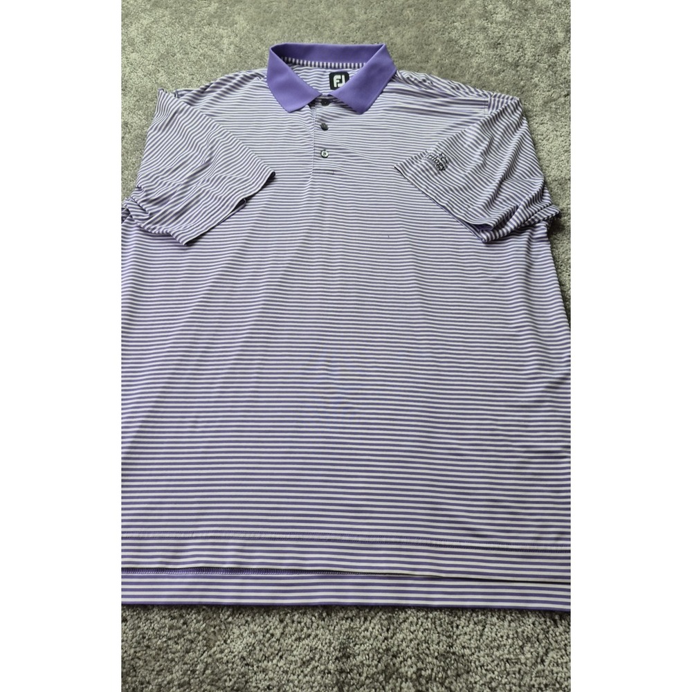 FOOTJOY‎ Golf Polo Mens XXL Purple White Striped Short Sleeve Trilogy Vistancia